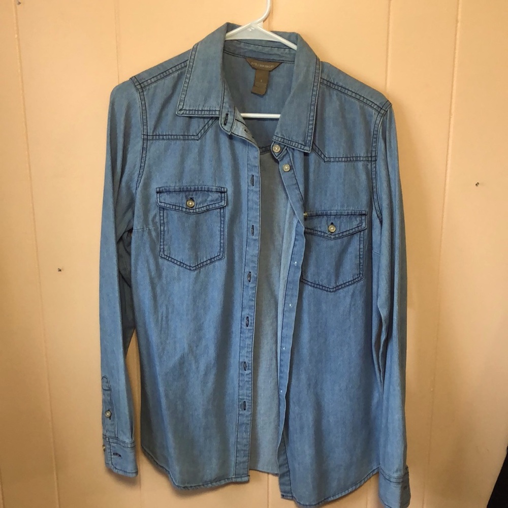 NWT Faux Denim Button Up
